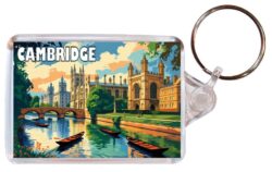 Cambridge - Cambridgeshire - Artistic Double Sided Large Keyring 26E1