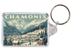 Chamonix - France - Artistic Double Sided Large Keyring 26F1