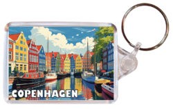 Copenhagen - Denmark - Artistic Double Sided Large Keyring 26D1
