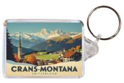 Crans-Montana - Switzerland - Artistic Double Sided Large Keyring 26S1