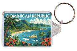 Dominican Republic - Caribbean - Artistic Double Sided Large Keyring 26C1