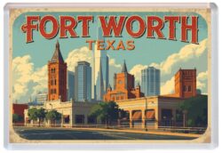 Fort Worth - USA - Artistic Jumbo Fridge Magnet 26US1