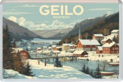 Geilo - Norway - Artistic Jumbo Fridge Magnet 26N1