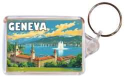 Geneva - Switzerland - Artistic Double Sided Large Keyring 26S1