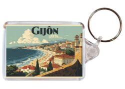 Gijon - Spain - Artistic Double Sided Large Keyring 26S1
