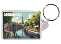 Groningen - Netherlands - Artistic Double Sided Large Keyring 26H1