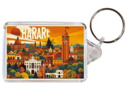 Harare - Zimbabwe - Artistic Double Sided Large Keyring 26Z1