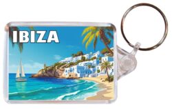 Ibiza - Balearic Islands - Artistic Double Sided Large Keyring 26S1