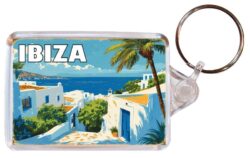 Ibiza - Balearic Islands - Artistic Double Sided Large Keyring 26S2
