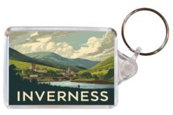 Inverness - Scotland - Artistic Double Sided Large Keyring 26S1