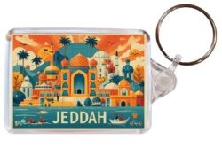Jeddah - Saudi Arabia - Artistic Double Sided Large Keyring 26SA1