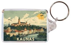 Kaunas - Lithuania - Artistic Double Sided Large Keyring 26L1
