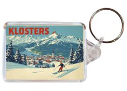 Klosters - Switzerland - Artistic Double Sided Large Keyring 26S1