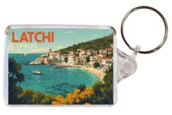 Latchi - Cyprus - Artistic Double Sided Large Keyring 26C1