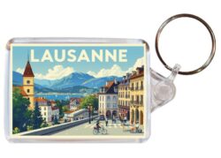 Lausanne - Switzerland - Artistic Double Sided Large Keyring 26S1