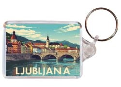 Ljubljana - Slovenia - Artistic Double Sided Large Keyring 26S1