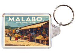 Malabo - Equatorial Guinea - Artistic Double Sided Large Keyring 26EG1