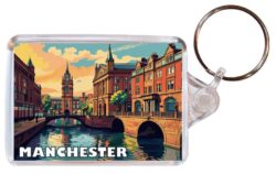 Manchester - Lancashire - Artistic Double Sided Large Keyring 26E1