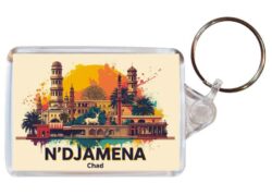 N'Djamena - Chad - Artistic Double Sided Large Keyring 26C1