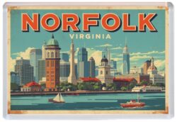Norfolk - USA - Artistic Jumbo Fridge Magnet 26US1