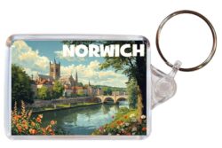 Norwich - Norfolk - Artistic Double Sided Large Keyring 26E1