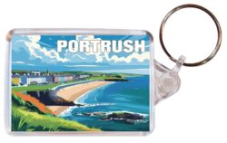 Portrush - Northern Ireland - Artistic Double Sided Large Keyring 26NI1