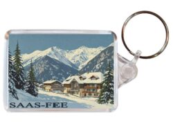 Saas-Fee - Switzerland - Artistic Double Sided Large Keyring 26S1