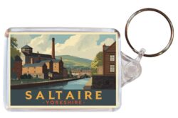 Saltaire - Yorkshire - Artistic Double Sided Large Keyring 26E1