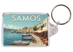 Samos - Greece - Artistic Double Sided Large Keyring 26F1
