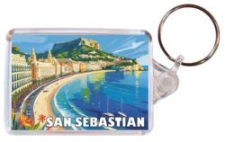 San Sebastian - Spain - Artistic Double Sided Large Keyring 26S1