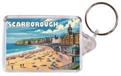 Scarborough - Yorkshire - Artistic Double Sided Large Keyring 26E1