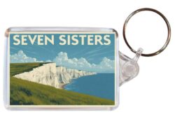Seven Sisters - East Sussex - Artistic Double Sided Large Keyring 26E1