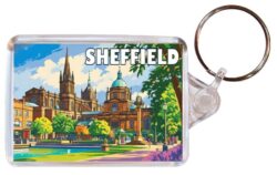 Sheffield - Yorkshire - Artistic Double Sided Large Keyring 26E1