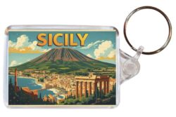 Sicily - Italy - Artistic Double Sided Large Keyring 26I1