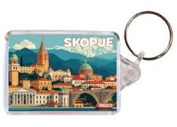 Skopje - North Macedonia - Artistic Double Sided Large Keyring 26M1