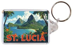 St Lucia - Carribean - Artistic Double Sided Large Keyring 26C1