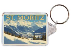 St. Moritz - Switzerland - Artistic Double Sided Large Keyring 26S1