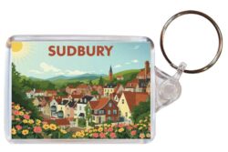 Sudbury - Suffolk - Artistic Double Sided Large Keyring 26E1
