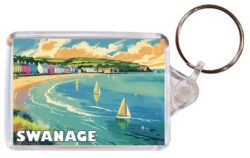 Swanage - Dorset - Artistic Double Sided Large Keyring 26E1