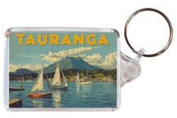 Tauranga - New Zealand - Artistic Double Sided Large Keyring 26NZ1