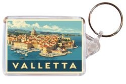 Valletta - Malta - Artistic Double Sided Large Keyring 26M1