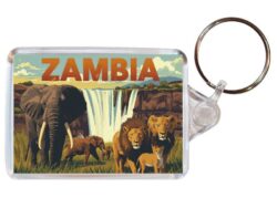 Zambia - Artistic Double Sided Large Keyring 26Z1