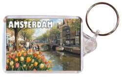 Amsterdam - Netherlands - Artistic Double Sided Large Keyring 26H1