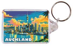 Auckland - New Zealand - Artistic Double Sided Large Keyring 26NZ1