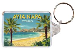 Ayia Napa - Cyprus - Artistic Double Sided Large Keyring 26C1