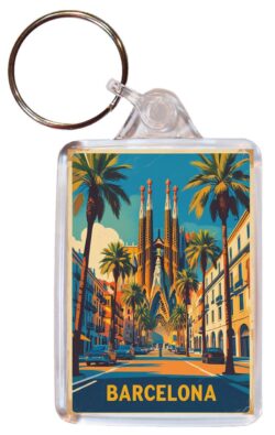 Barcelona - Spain - Artistic Double Sided Large Keyring 26S1