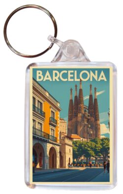 Barcelona - Spain - Artistic Double Sided Large Keyring 26S2