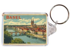 Basel - Switzerland - Artistic Double Sided Large Keyring 26S1