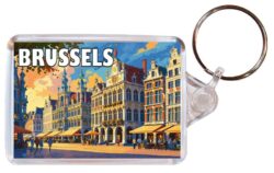 Brussels - Belgium - Artistic Double Sided Large Keyring 26B1