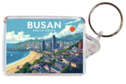 Busan - South Korea - Artistic Double Sided Large Keyring 26SK1